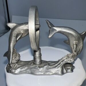 Spoontiques Pewter Dolphins  #‎ 2058 Jumping Through Hoop Porpoises